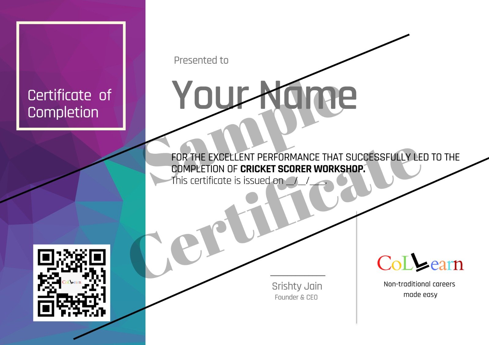 Cricket Scoring Certificate Sample